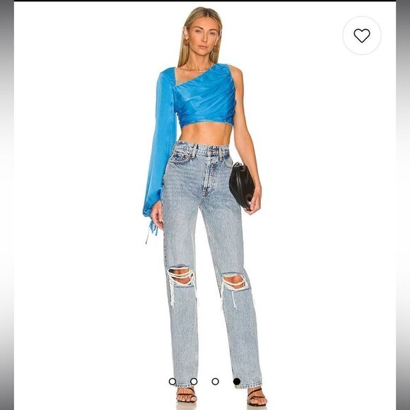 NWT Lover and Friends Carlita Asymmetrical Top in Blue Large Revolve - Picture 16 of 16